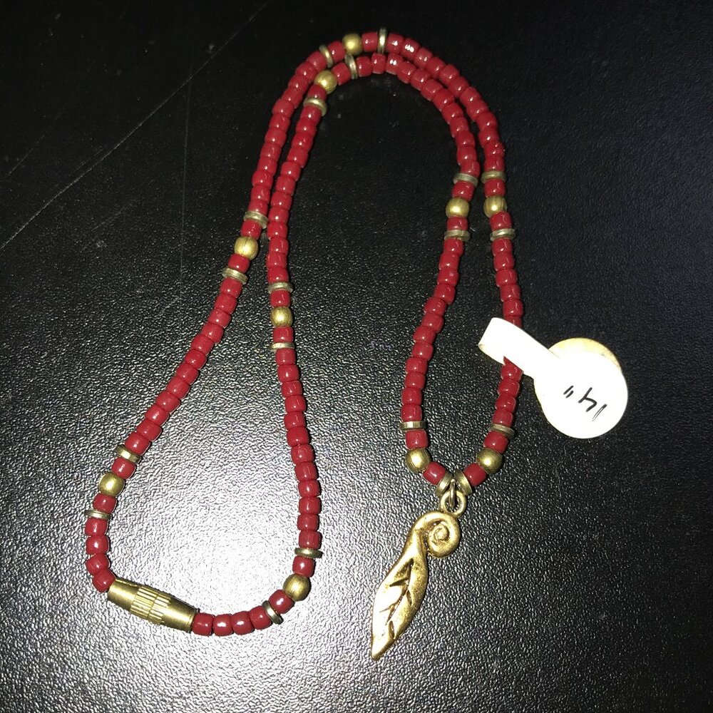 14" Red Seed Bead Necklace